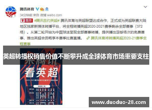 英超转播权销售价值不断攀升成全球体育市场重要支柱 英超转播权销售价值不断攀升成全球体育市场重要支柱